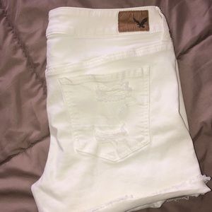 American Eagle White Ripped Shorts